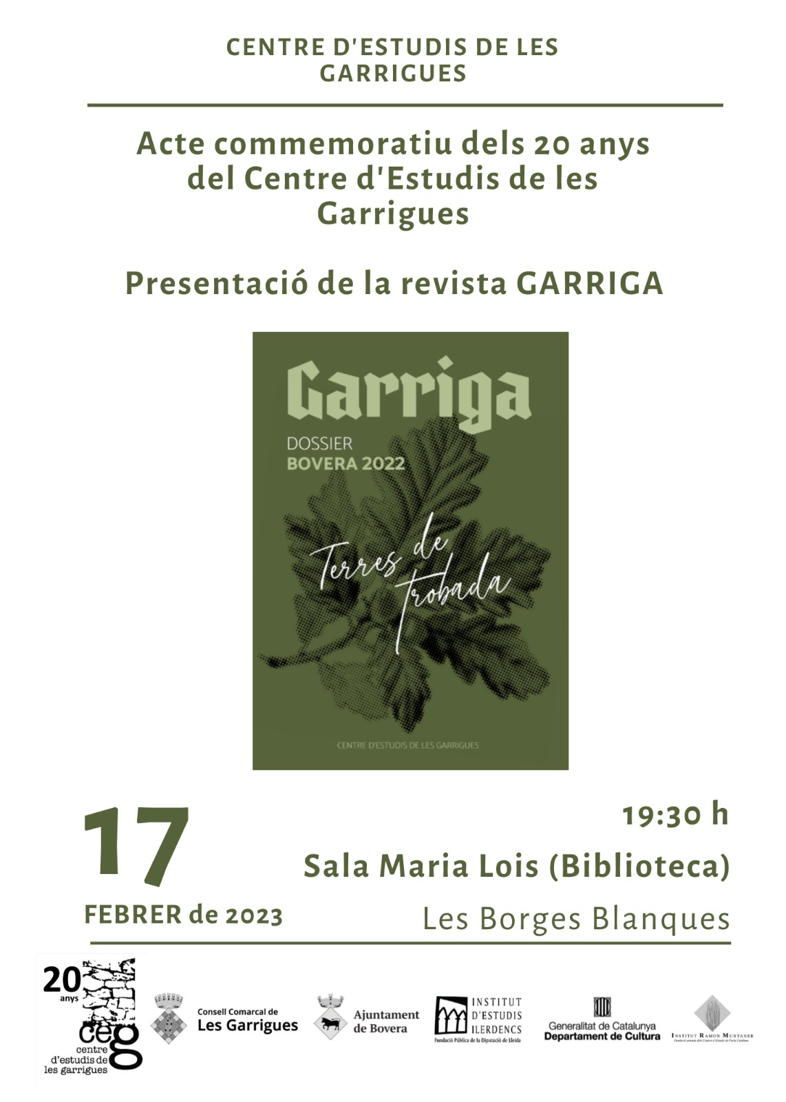 Presentació de la revista Garriga i acte commemoratiu dels 20 anys del CEG - 17/2/23