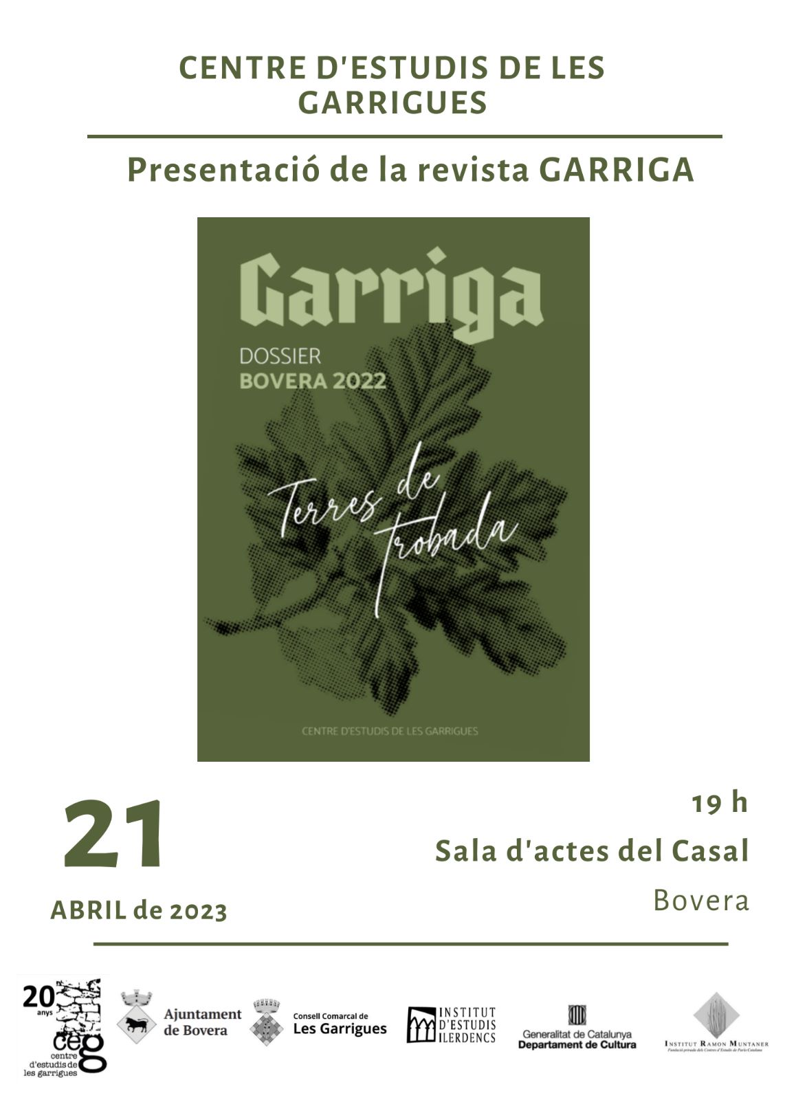 Presentació de "Garriga" a Bovera - 21 d'abril a les 19H