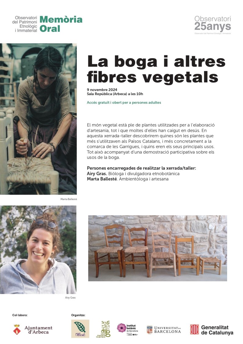 Taller gratuït: la boga i altres fibres vegetals.