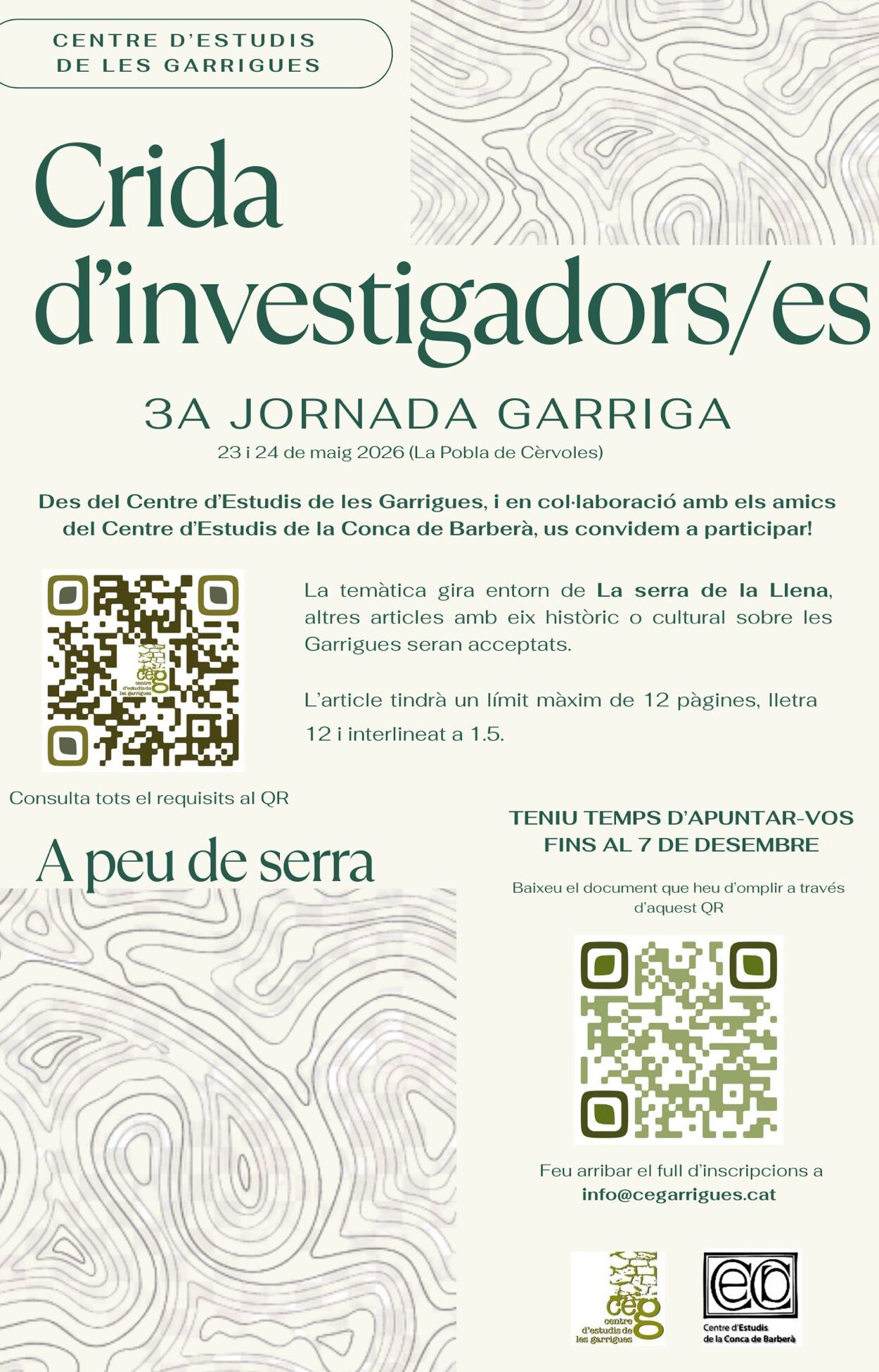 Crida investigadors/es 3ª jornada Garriga